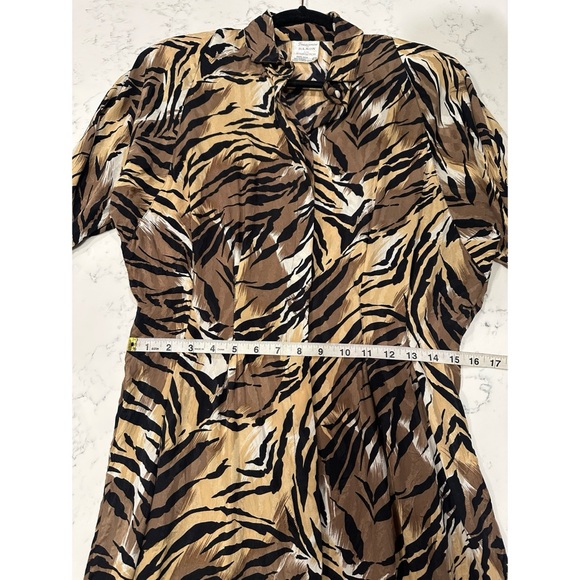 Vintage Francesca of Damon for Starington Saks Silk Animal Print Dress - Size 12 - Picture 11 of 13